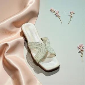 Ladies' Ivory Crystal Embellished Slides ART - d38-20