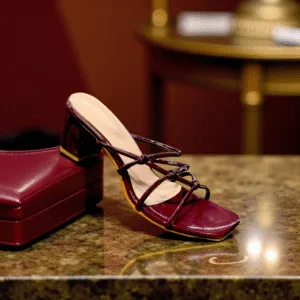 Ladies' Wine Red Strappy Block Heel Sandals ART - D38-27