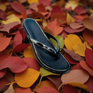 Ladies' Black Patent Flip-Flop Flats ART - D38-29