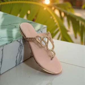 Ladies' Gold Crystal Loop Flats ART - D38-37