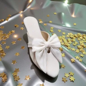 Ladies' Ivory Satin Bow Mules ART - D38-39