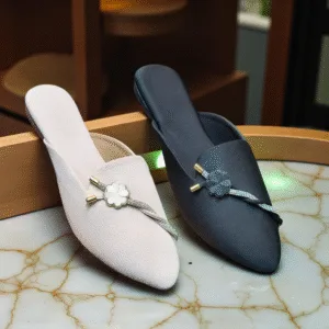 Ladies' Clover Embellished Slip-On Mules ART - D38-34