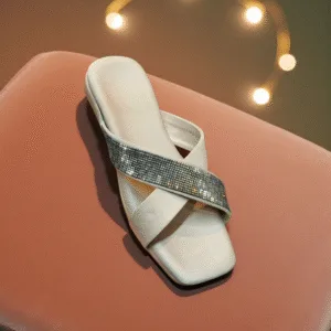 Ladies' Crystal-Studded X-Strap Flats ART - D38-33