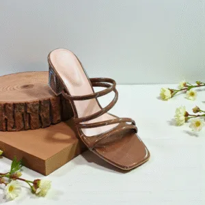 Ladies' Mocha Strappy Block Heels ART - D38-19