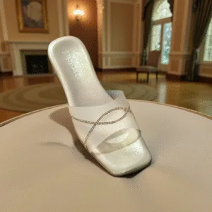 Ladies' White Crystal Strap Sandals ART - D38-26