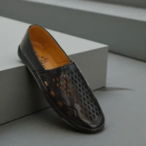 R. Global Men’s Black Cut-Work Slip-Ons ART - d37-24