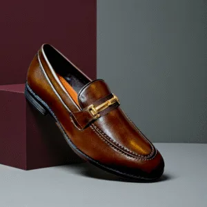 Men’s Brown Leather Loafers with Gold Bit ART - D38-43