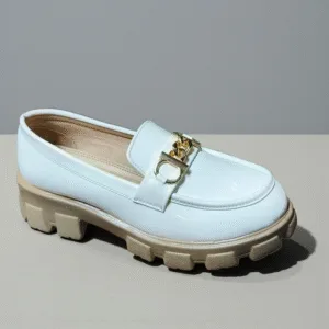 Ladies’ White Chunky Loafers ART - D39-02