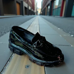 Ladies’ Black Patent Chunky Loafers ART - D39-03