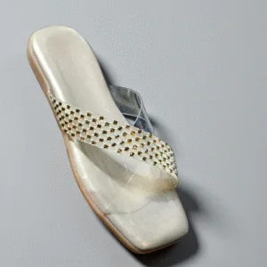 Ladies’ Trendy Transparent Sandals with Gold Studs ART d39-10
