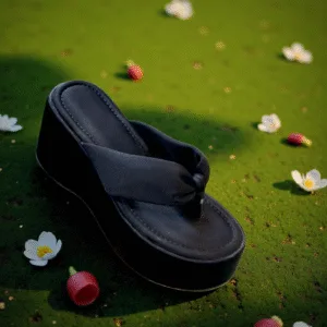 Ladies’ Black Platform Toe-Ring Slippers ART - D39-25