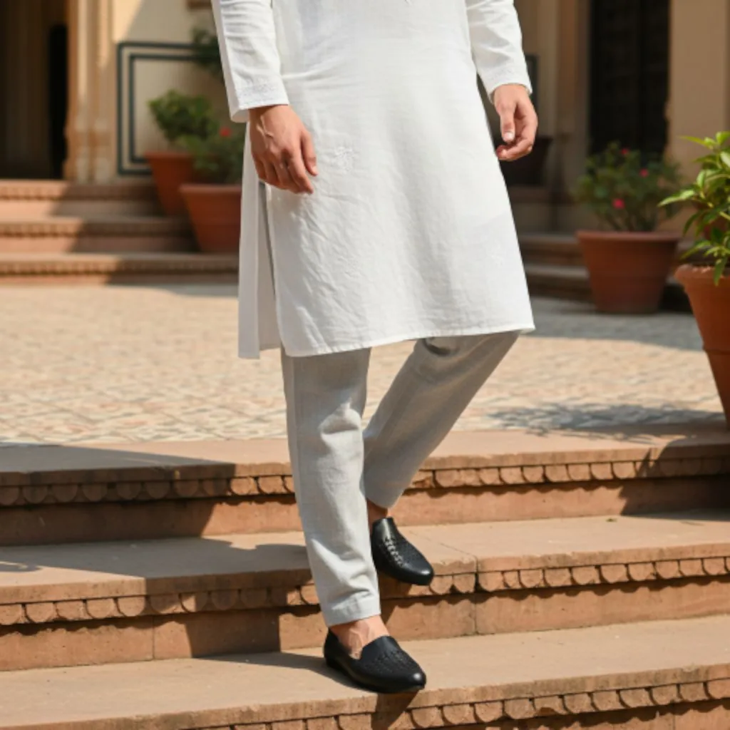 Men’s Black Ethnic Mojari ART - d39- 45 - Image 2