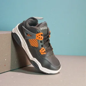 Boys’ Grey & Orange High-Top Sneakers ART - yuva