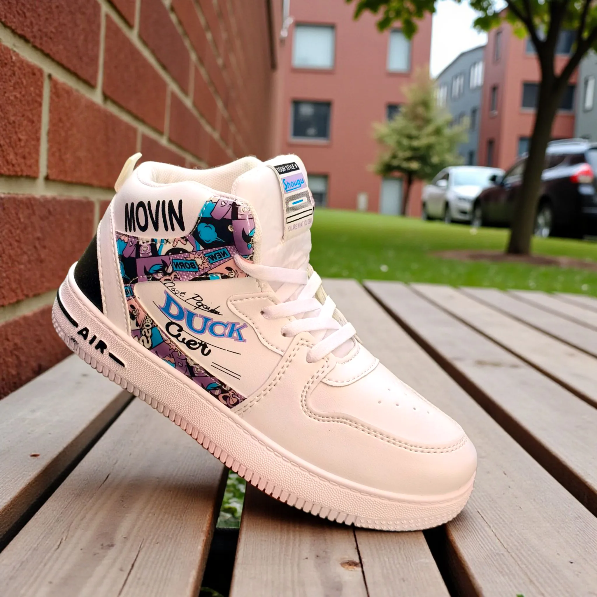 Boys’ White Comic High-Top Sneakers ART - roaster 1