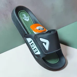 ADDA Men's Black Sports Slides ART - coaster 1