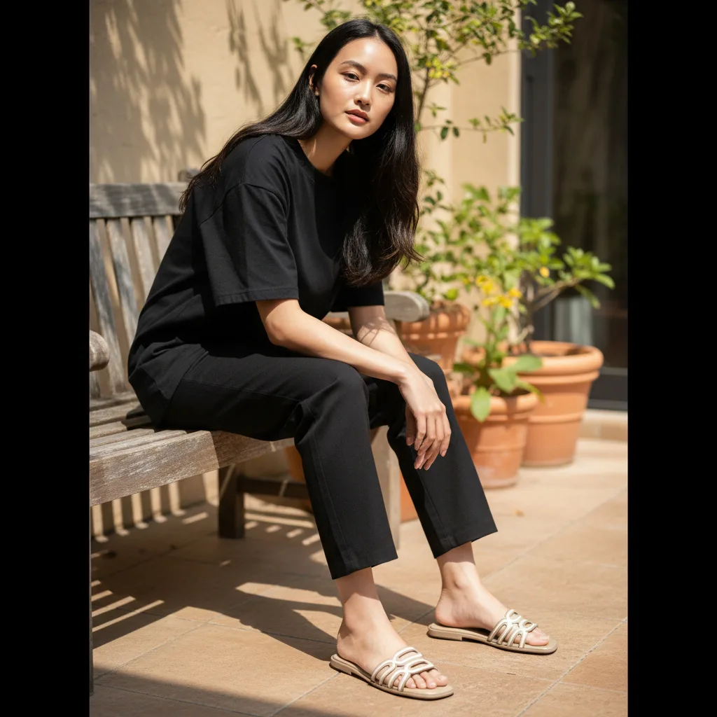 Ladies’ Nude Loop Strap Flats ART - D40-14 - Image 2