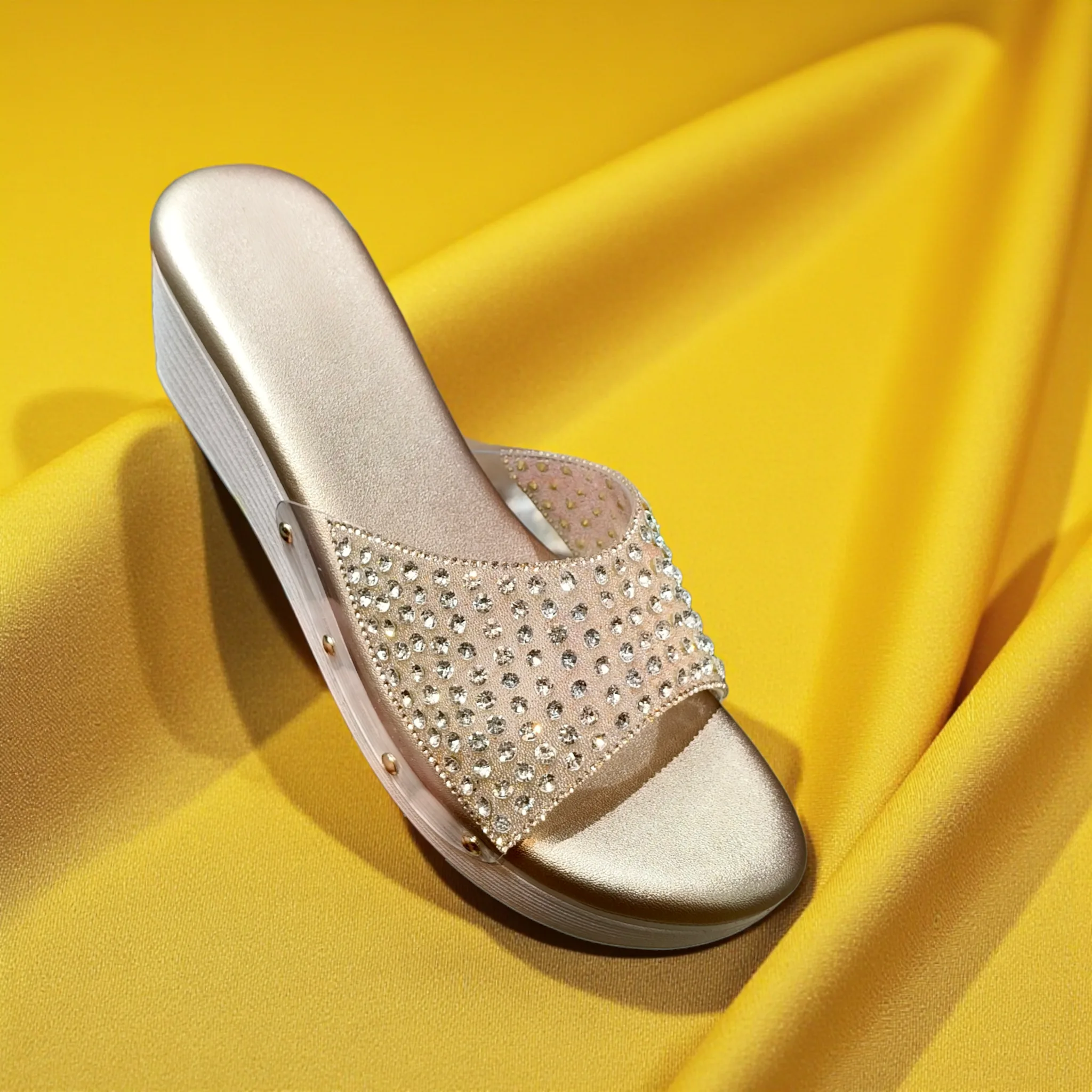 Ladies’ Sparkle Wedge Slide Sandals 🌟 ART - D40-25