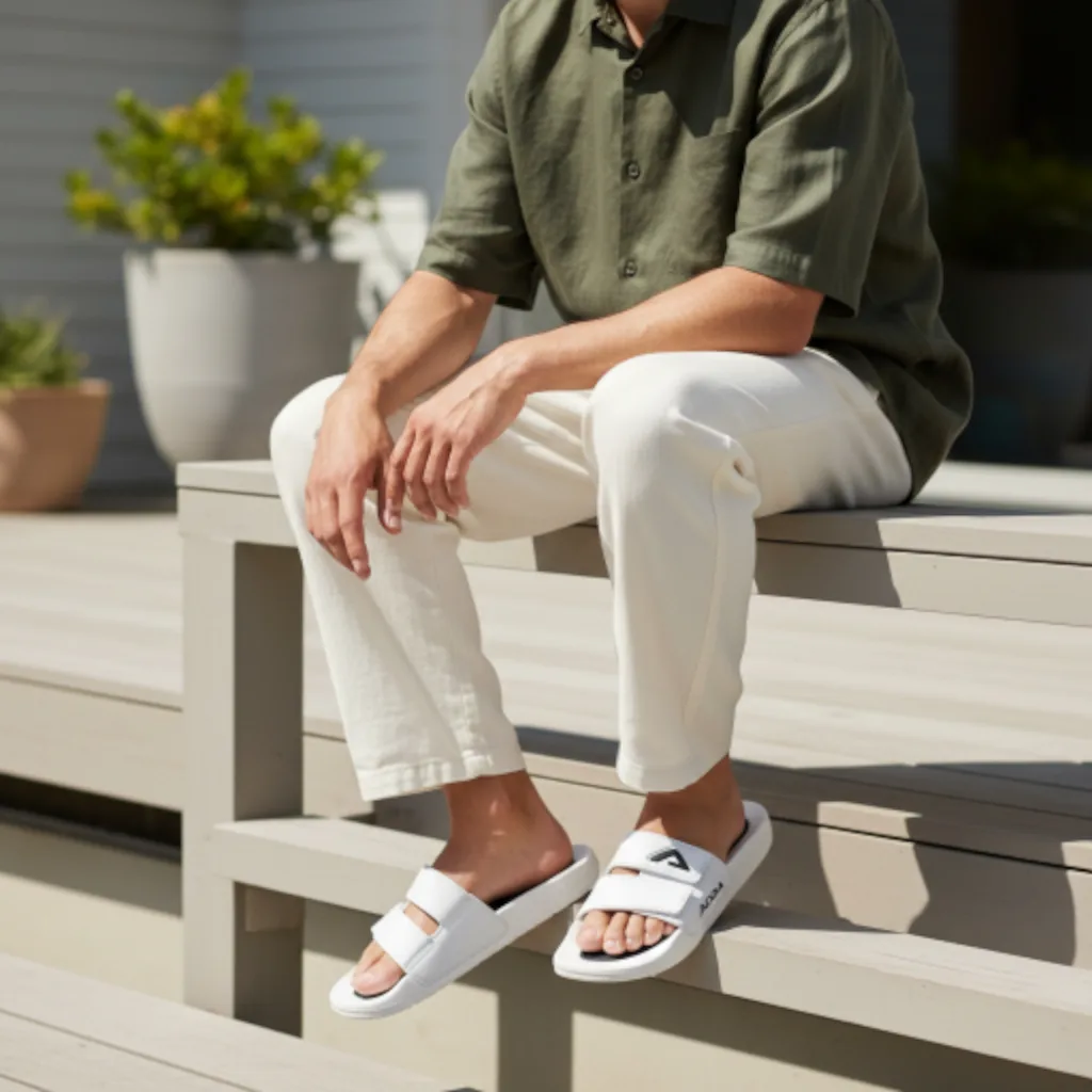 ADDA Men’s Dual‑Strap Comfort Slides 🤍 ART - coaster 4 - Image 3