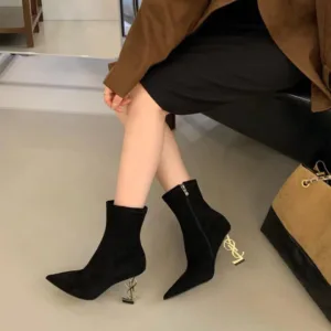 YSL HEEL Velvet Icon Heel Boots ✨