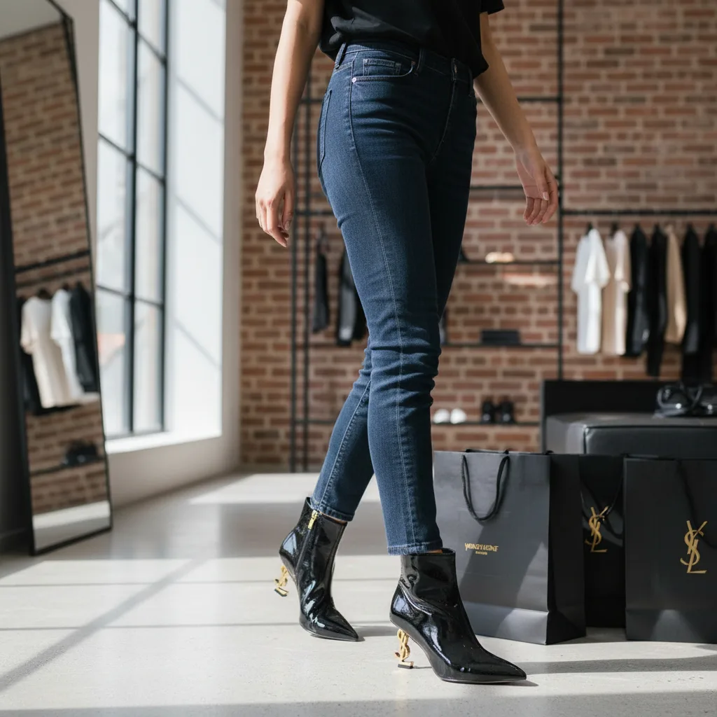 YSL Heel Style Ankle Boots for Women - Image 2