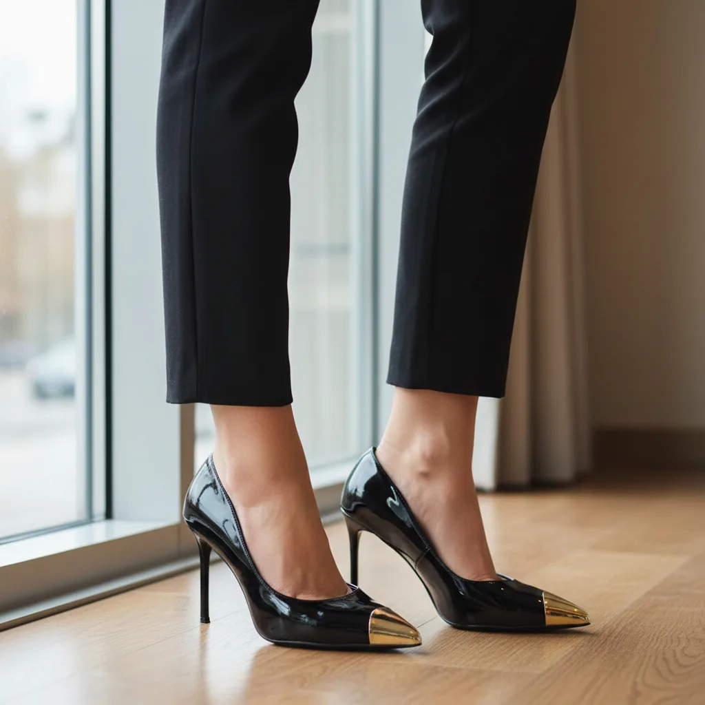 YSL Style Golden Tip Heel – Luxury Black Pumps - Image 2