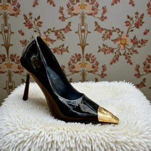 YSL Style Golden Tip Heel – Luxury Black Pumps