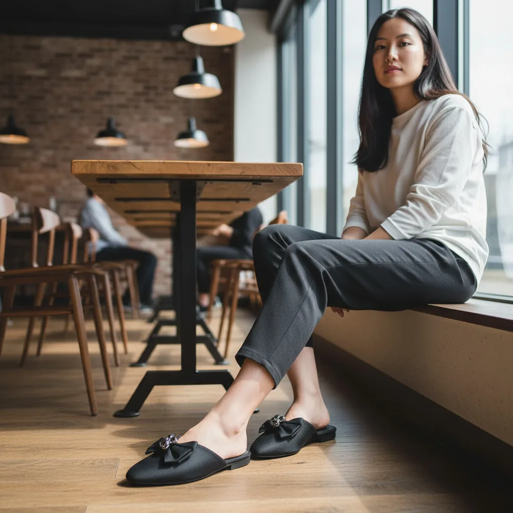 Embellished Bow Pointed-Toe Mules ART - D41-32 - Image 3