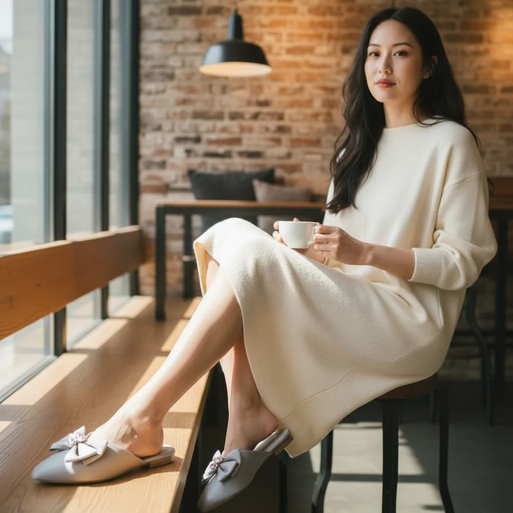 Embellished Bow Pointed-Toe Mules ART - D41-32 - Image 2