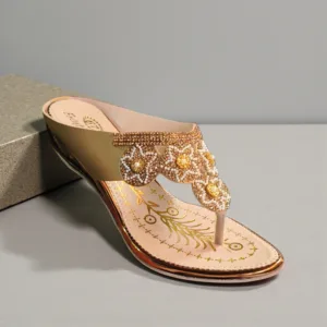 Beige Floral Embroidered Wedge ART - D42-41