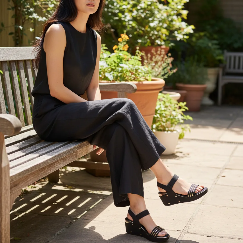 Women’s Metallic Wedge Sandals ART - D41-10 - Image 5