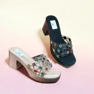 Celestial Gemstone Clear-Strap Platform Heels ✨ ART - D44-06