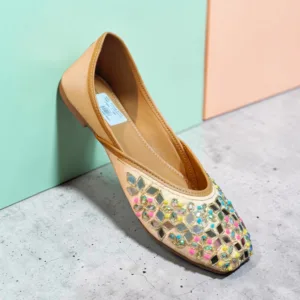 The "Shimmering Sand" Anarkali & Mirror-Work Jutti Set ✨ ART - D44-21