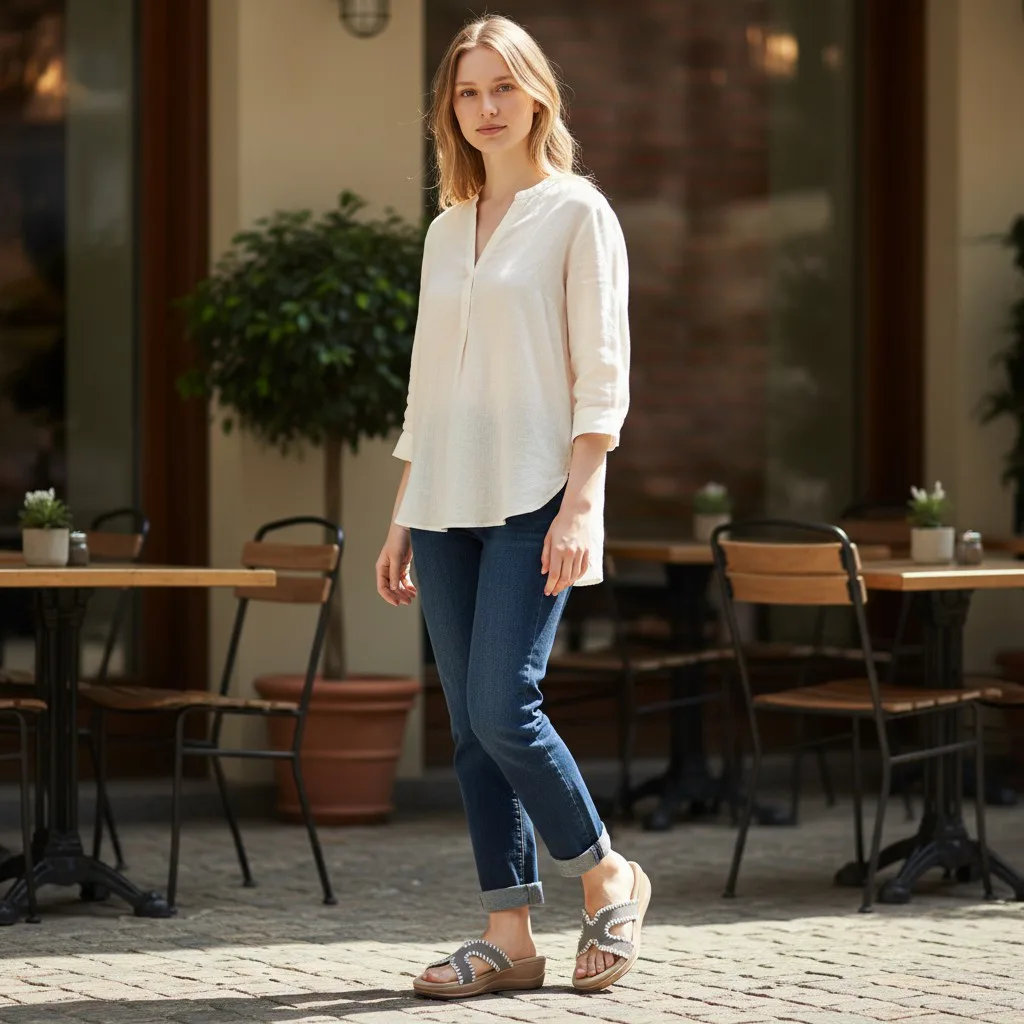 Stitch-Luxe Comfort Wedge Sandals 👡 ART - D44-04 - Image 4