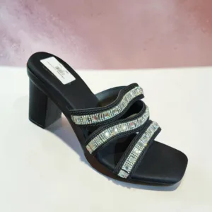 Midnight Sparkle Triple-Strap Block Heels ✨ ART - D44-31