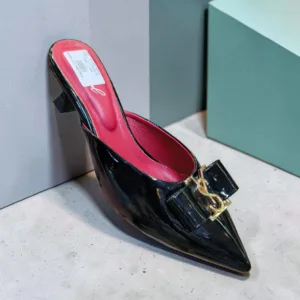 Monogram Bow Patent Pointed-Toe Mules 👠 ART - d44-11