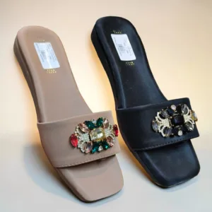 The Monarch Jeweled Satin Sliders π ART - D44-07