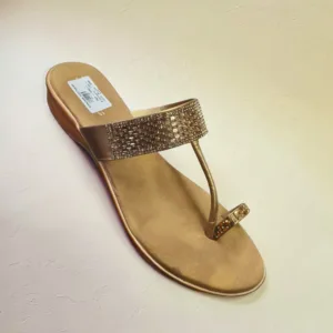 Rose Gold Embellished Kolhapuri-Style Flats ✨ ART - D44-40