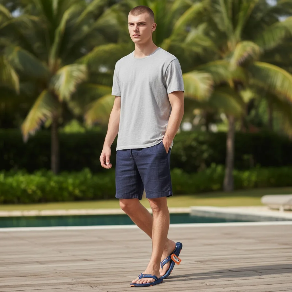 ADDA Uniglobe Men's Navy & Orange Comfort Flip-Flops 🩴 ART- GREAT-2 - Image 2