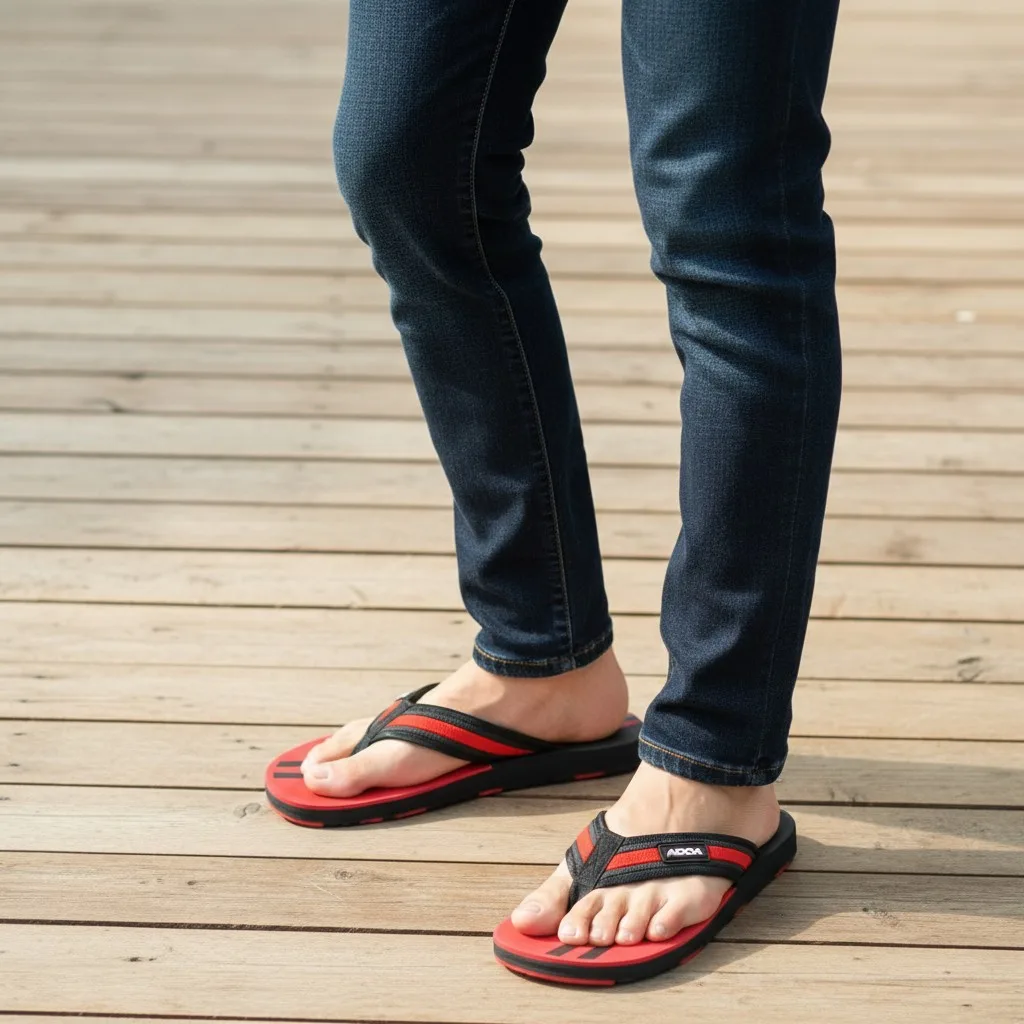 ADDA Men’s Sporty Dual-Tone Comfort Flip-Flops (Red & Black) 👟 ART - QUALITY-1 - Image 2