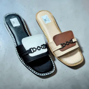 The "Elegance Link" Square-Toe Flat Slides 👡 ART - D45-51