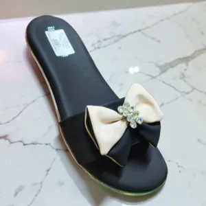 Midnight & Pearl Embellished Bow Slides ✨ ART- D45-56