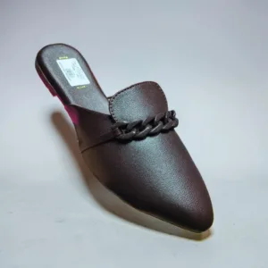 Elegant Espresso Pointed-Toe Chain Mules ☕✨ART- D45-43