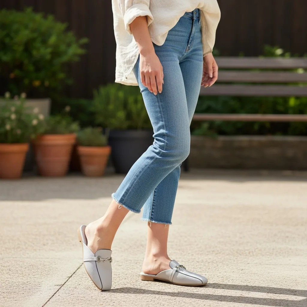 The "Cloud-Grey" Pebble Grain Bit Mule ✨ ART-D45-44 - Image 2