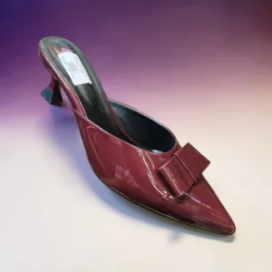 Elegant Burgundy Patent Pointed-Toe Mule Heels 👠 ART - D45-61