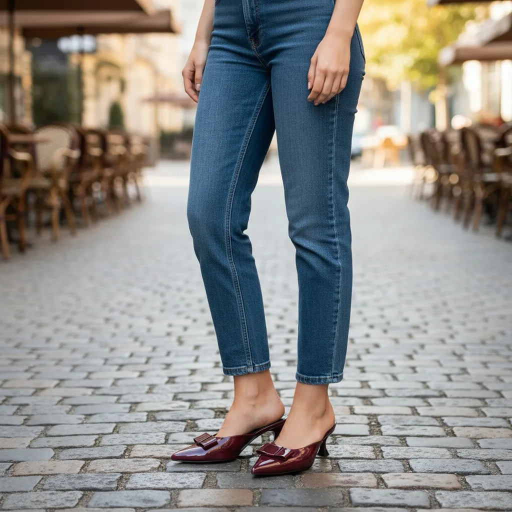 Elegant Burgundy Patent Pointed-Toe Mule Heels š ART - D45-61 - Image 2