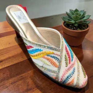 Zari-Bordered Multicolored Fern Mule ART- D45-45