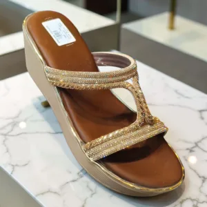Glimmering Gold T-Strap Wedge Sandals ✨ ART- D45-08