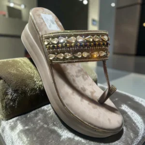 Gold Embellished Toe-Ring Wedge Sandals ✨ ART - D45-06