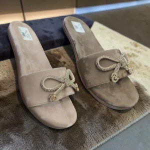 Crystal Bow Velvet Slides 👡 ART - D45-52