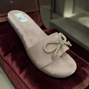 Crystal Bow Velvet Slides 👡 ART - D45-52